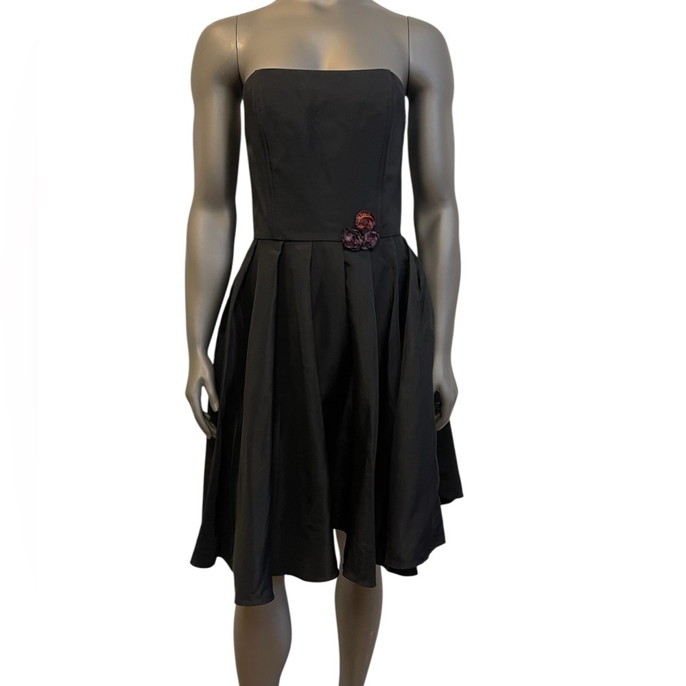 Gunne Sax Dress 7 Black Jessica McClintock Floral Formal Short Cocktail Straples